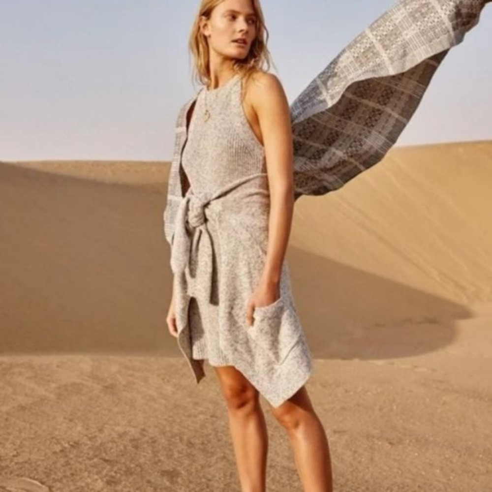 Madewell Valley Marled Gray Knit Cotton Sleeveless Mini Sweater Dress Size‎ S